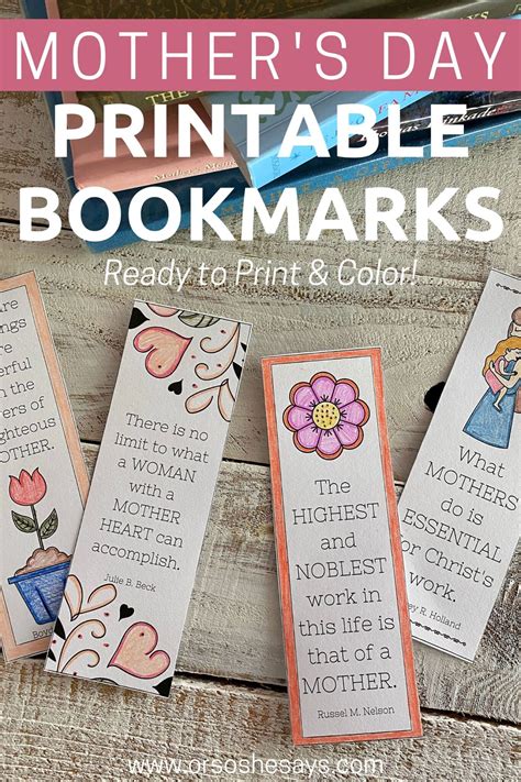 Mother S Day Bookmark Printable